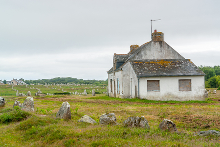 scenery around the  Carnac stones, a megalithic site in Brittany, Franceの写真素材