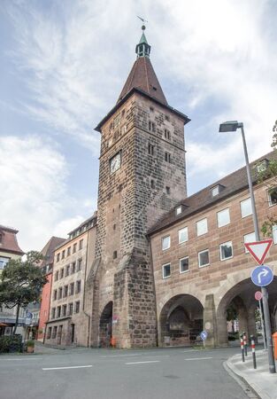 city view of Nuremberg, a city in Franconia in the german state of Bavariaの写真素材