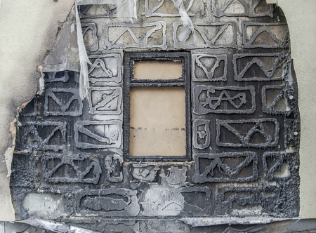 detail shot of a burnt house facadeの写真素材