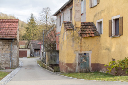 rural impression at a small village named Oberregenbach near Langenburg in Hohenlohe, a area in Southern Germanyのeditorial素材