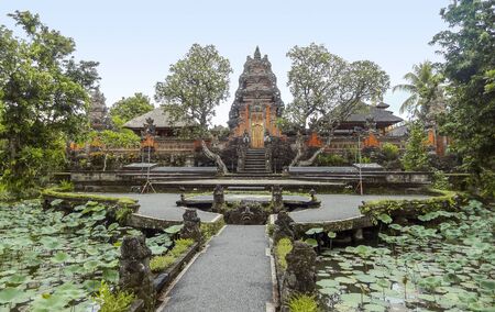 pura taman kemude saraswati temple in Ubud, Bali, Indonesiaの写真素材