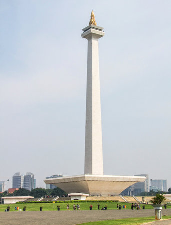 the National Monument in Jakarta, the capital city of Indonesia, located on a island named Javaのeditorial素材