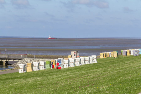 coastal scenery around Buesum in Dithmarschen at Schleswig-Holstein, Germanyのeditorial素材