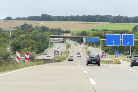 road scenery on a highway in Germany at summer timeの写真素材
