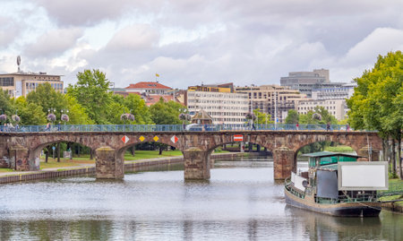 city view of Saarbruecken, the capital city of the Saarland in Germanyのeditorial素材
