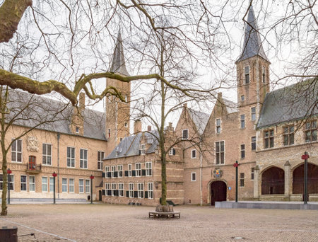 scenery around Middelburg Abbey in Middelburg located in the dutch province of Zeelandのeditorial素材