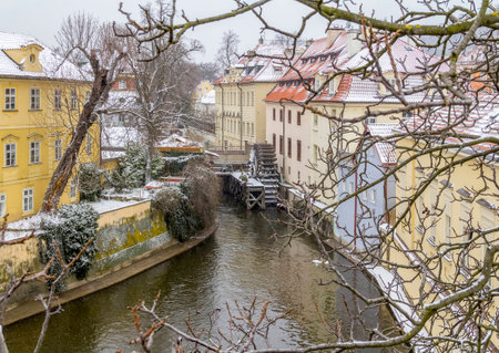 impression of the czech capital named Prague at winter timeの写真素材