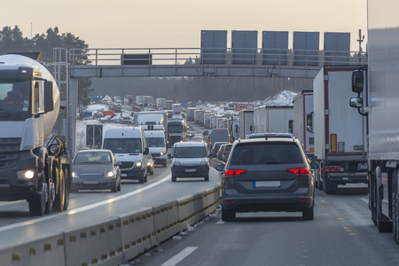 road scenery on a highway at evening timeの写真素材