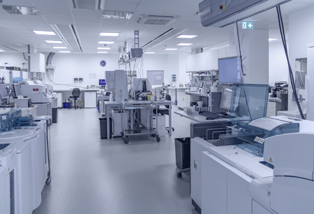 Medical laboratory including lots of apparatuses and technical equipmentの写真素材