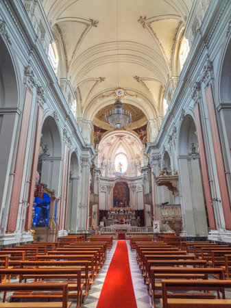 interior of a church seen in Catania, a city at Sicily in Italyのeditorial素材