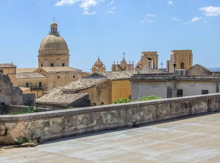 scenery around Noto Cathedral in a city named Noto located at Sicily in Italyの写真素材