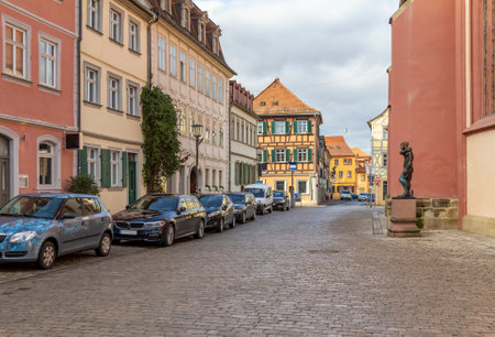 idyllic old town scenery in Bamberg, a town in Bavariaのeditorial素材