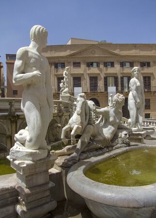 The Praetorian Fountain in Palermo, Sicilyの写真素材
