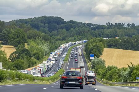 highway scenery in Germany at summer timeの写真素材