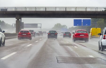 rainy highway scenery in Germanyの写真素材