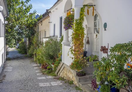 idyllic town named Moerbisch am See, located at the Lake Neusiedl in the austrian state of Burgenlandの写真素材