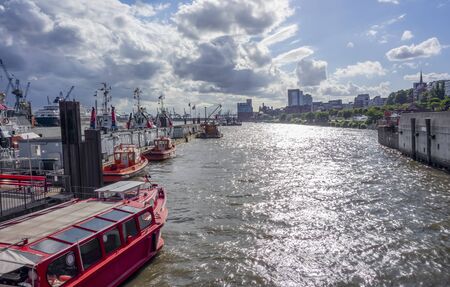 scenery around the Port of Hamburg in Germanyの写真素材