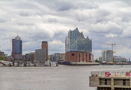 scenery around the Port of Hamburg including the Elbphilharmonie in Germany