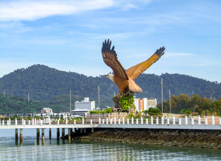 eagle sculpture at Dataran Helang at Kuah, Langkawi island in Malaysiaのeditorial素材