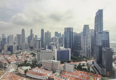 aerial view of Singapore, a city-state in Southeast Asiaの写真素材