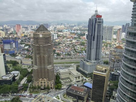 high angle aerial view around Kuala Lumpur City Centre in Malaysia