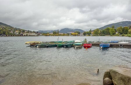 waterside scenery around Gerardmer in France, a commune in the Vosges department in Grand Est in northeastern Franceの写真素材