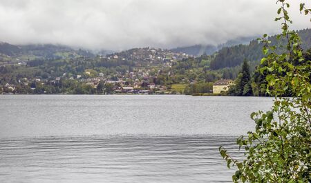 waterside scenery around Gerardmer in France, a commune in the Vosges department in Grand Est in northeastern Franceの写真素材