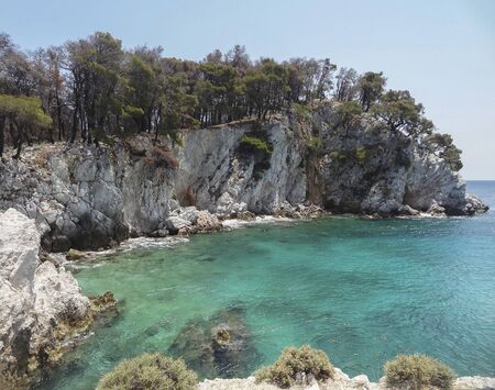 Amarantos beach at Skopelos island at the Sporades in Greeceの写真素材