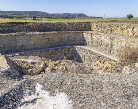 landscape around a stone pit with roads in Southern Germany