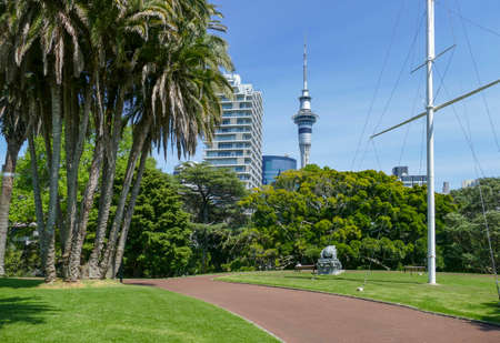 Sunny scenery at the Albert Park in Auckland, a large city in the North Island of New Zealandの写真素材
