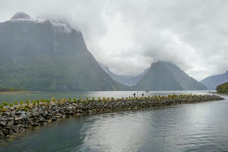 Natural scenery around Milford Sound at the South Island of New Zealandの写真素材