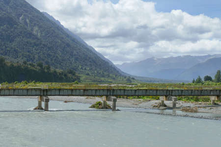 Bridge at Taramakau River at the South Island of New Zealand