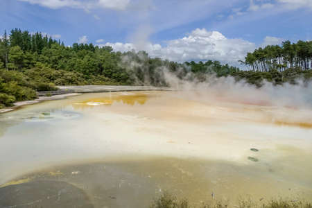 Champagne Pool at a geothermal area named Waiotapu in New Zealandの写真素材
