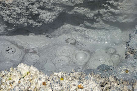 Detail at a geothermal area named Waiotapu in New Zealandの写真素材