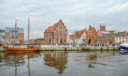 Around the Old Harbor in Wismar, a Hanseatic city in Northern Germanyの写真素材