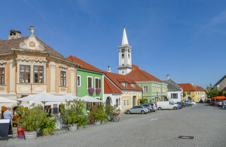 Town named Moerbisch am See at the shore of Lake Neusiedl in Austriaのeditorial素材