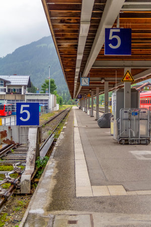 train station scenery in Oberstdorf, a town in the Allgaeu region of the Bavarian Alps in Germanyのeditorial素材