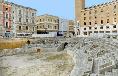 Roman amphitheater in Lecce, a city in Apulia, Italyの写真素材