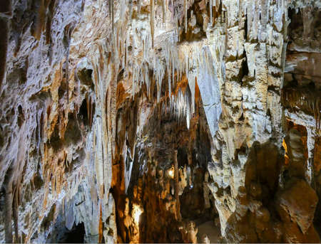 Detail shot inside a flowstone cave in Apulia, Italy