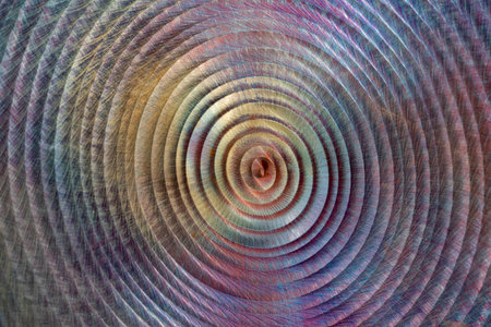 Full frame abstract closeup shot of a colorful metallic asian gongの写真素材