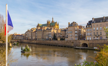 Impression of Metz, a city in the Lorraine region located in northeast France at evening time