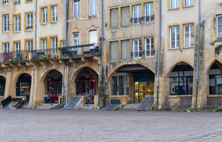 Impression around Place Saint-Louis in Metz, the capital city in the Lorraine region of Franceのeditorial素材