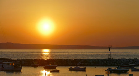 Sundown scenery around Chalkidiki, a peninsula and part of the region of Central Macedonia in Greece