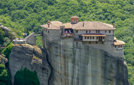 Building located on a rock formation in Chalkidiki, a peninsula and part of the region of Central...