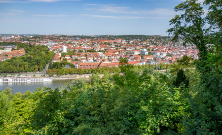 Aerial view of Wuerzburg, a city in the Franconia region in Bavaria, Germany, at summer timeの写真素材