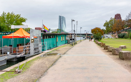 Riparian scenery seen in Frankfurt am Main, a city in the German state of Hesseのeditorial素材