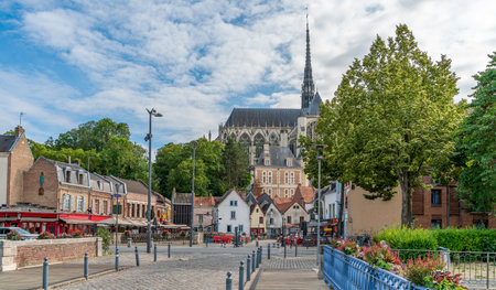 Impression of Amiens, a city and commune in northern France. It is the capital of the Somme department in the region of Hauts-de-Franceの写真素材