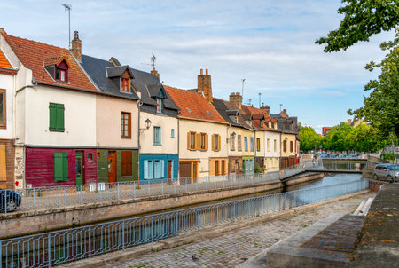 Impression around Saint-Leu quarter in Amiens, a city and commune in northern France. It is the capital of the Somme department in the region of Hauts-de-Franceの写真素材
