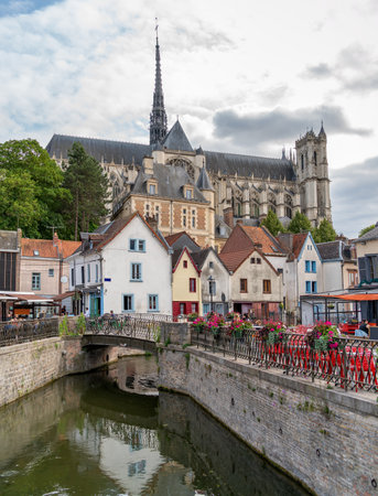 Impression of Amiens, a city and commune in northern France. It is the capital of the Somme department in the region of Hauts-de-Franceの写真素材