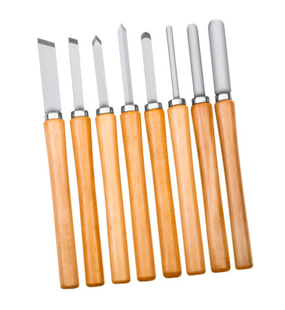 Set of carving tools isolated on white backgroundの写真素材